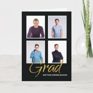 Graduation Son Four Photo Customisable Announcemen Card