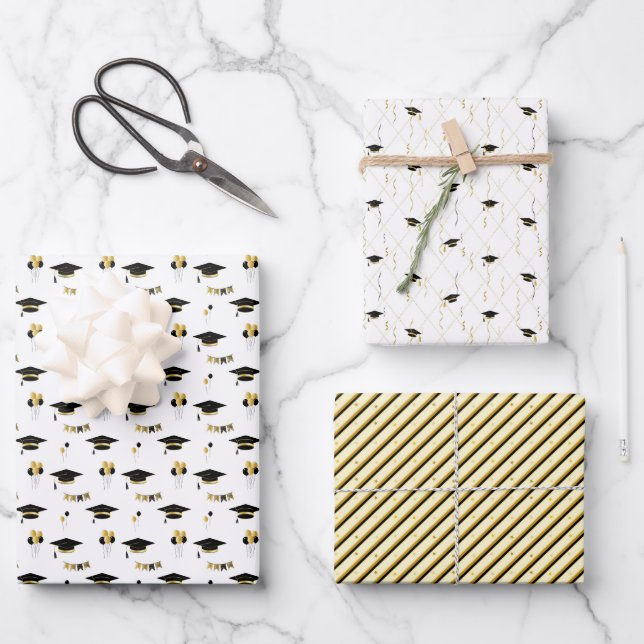 Graduation Sparkle Set 3 Wrapping Paper Sheet (Front)