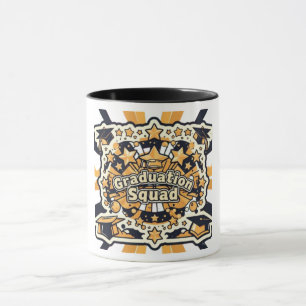 Graduation Squad Stars Caps Gold Black Mug