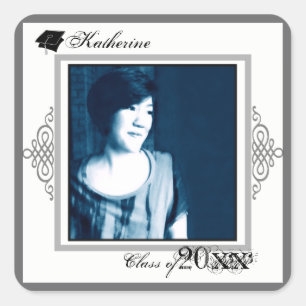 Graduation Square Sticker Add Photo 1