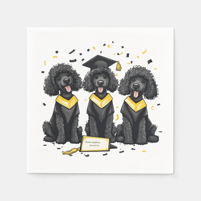 Graduation Standard Poodle Dogs Napkin (Front)