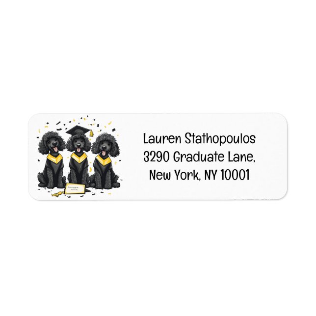 Graduation Standard Poodle Dogs Return Address Label (Front)