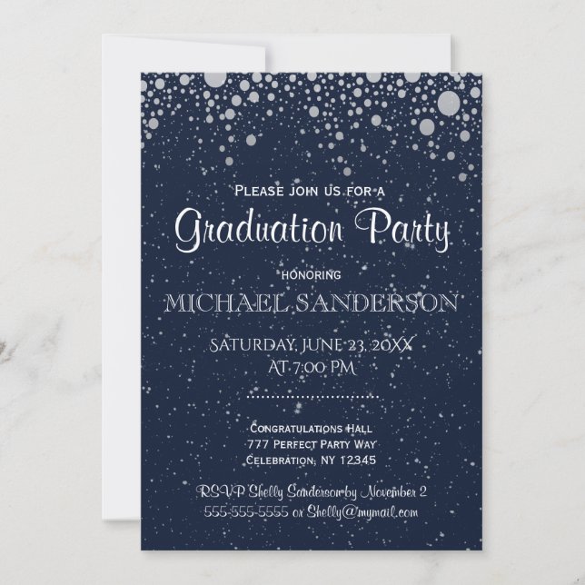 Graduation | Starry Night in Blue Invitation (Front)