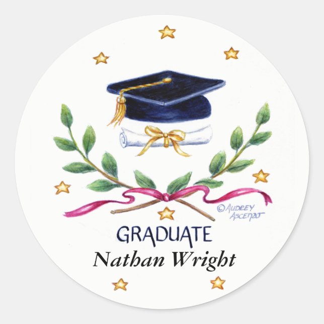 Graduation Stickers Victory Emblem Round (Front)