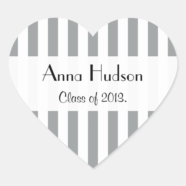 Graduation - Stripes, Lines - White Grey Heart Sticker (Front)