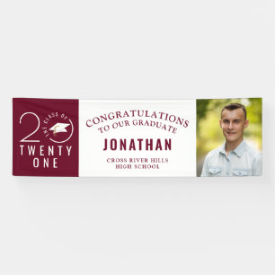 Graduation Stylish 2021 Typography Photo Maroon Banner