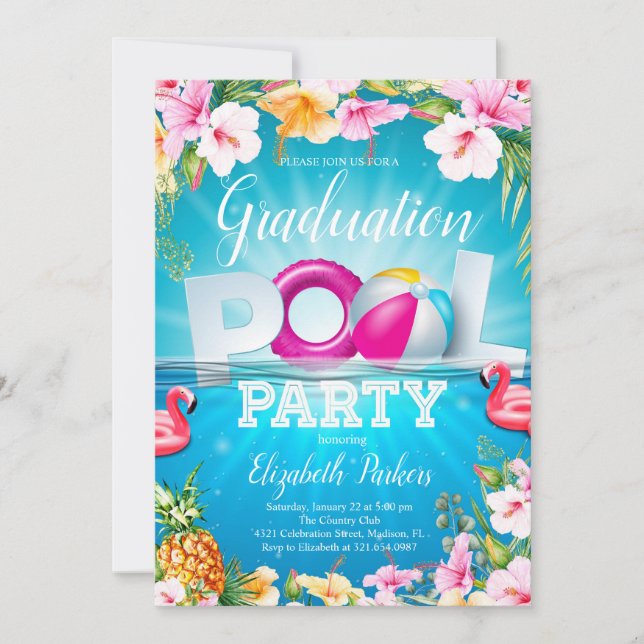 Graduation Summer Pool Party Invitation (Front)