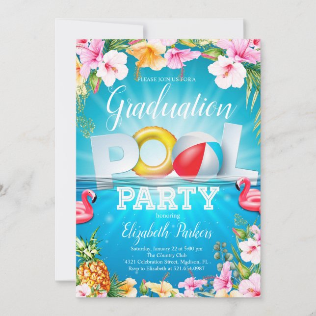 Graduation Summer Pool Party Invitation (Front)