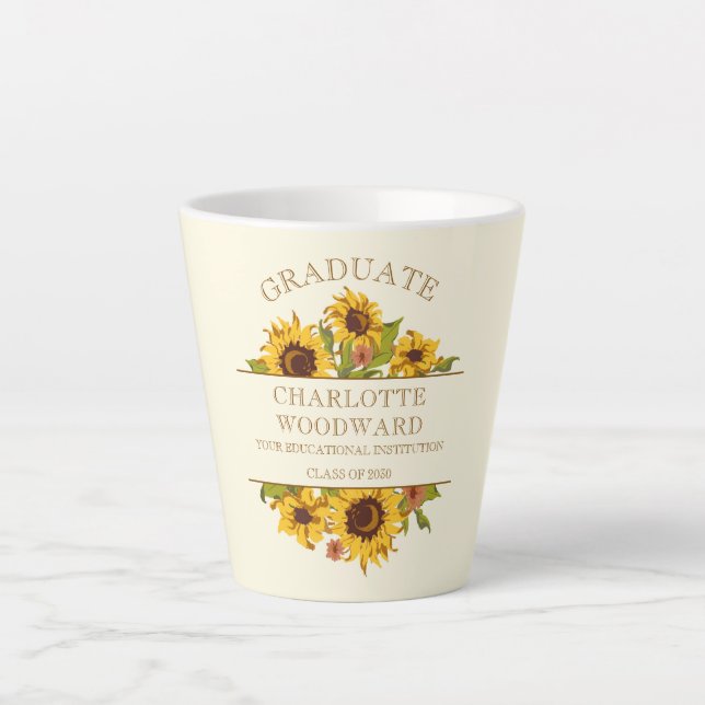 Graduation Sunflowers Floral Graduation  Latte Mug (Front)