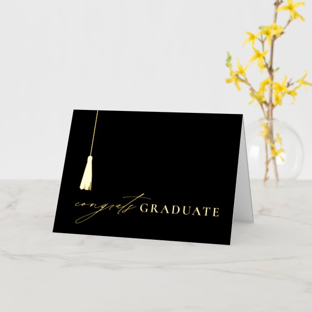 Graduation Tassel Foil Greeting Card (Yellow Flower)