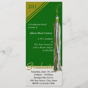Graduation Tassel/ Gold and Green Invitation