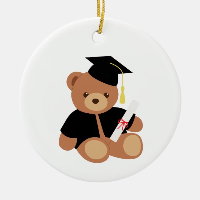 Graduation Teddy Bear Ceramic Ornament (Front)
