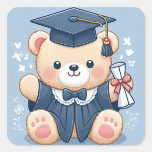  "Graduation Teddy Bear Delight" Square Sticker