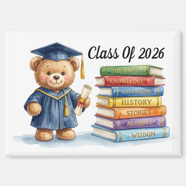 Graduation Teddy Bear Magnet (Front)