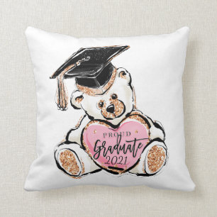 Graduation Teddy Bear Throw Pillow