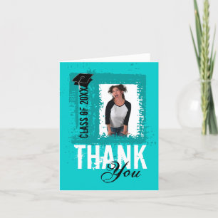Graduation Thank You Card Add Photo Teal