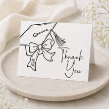 Graduation Thank You Card, Cap Bow Grad Party