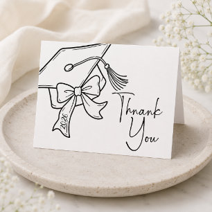 Graduation Thank You Card, Cap Bow Grad Party Card