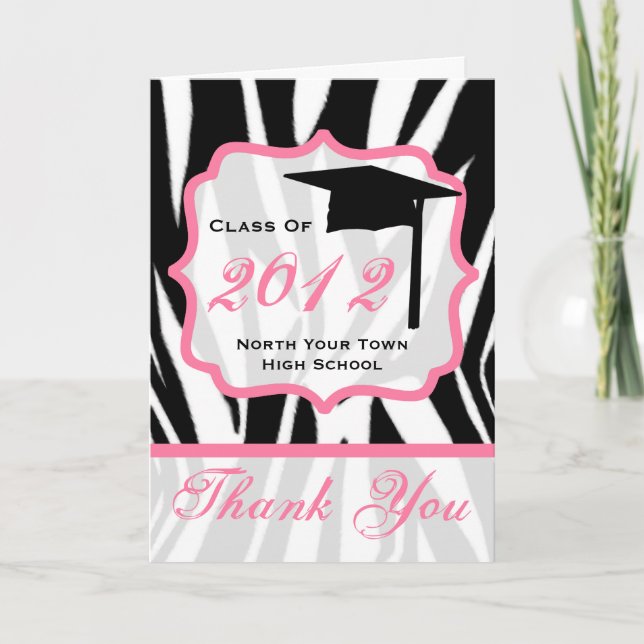 Graduation Thank You Card - Class of 2012 Zebra (Front)
