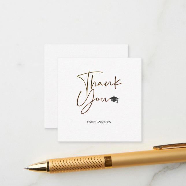 Graduation Thank You Card | Silence Rocken Script  (Front/Back In Situ)