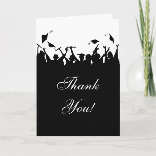 Graduation Thank You Cards Silhouettes Hat Toss