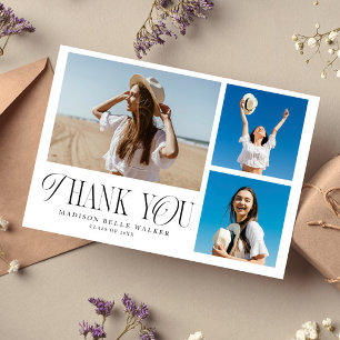 Graduation Thank You Elegant Photo Collage Card