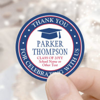 Graduation Thank You Elegant Red White and Blue