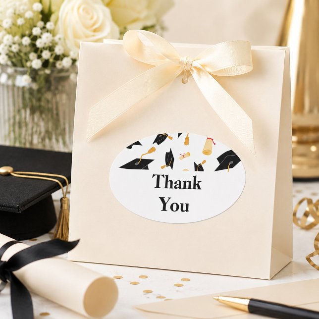 Graduation Thank You Favour  Oval Sticker (Creator Uploaded)