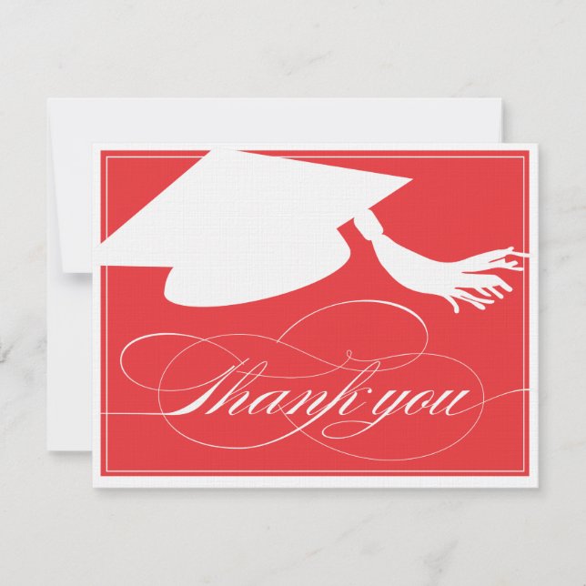 Graduation Thank You Flat Note Card | Red (Front)