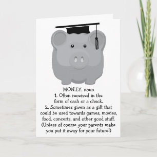 Graduation Thank You Greeting Card Piggie Bank