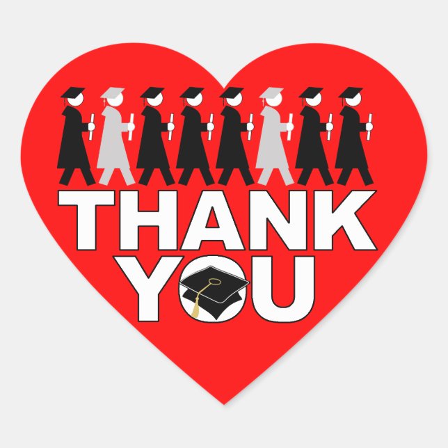 Graduation Thank You Heart Sticker Processional (Front)