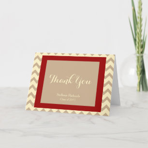 Graduation Thank You Notes; Cream, Crimson & Taupe
