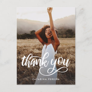Graduation Thank You Photo Modern Script Graduate Postcard