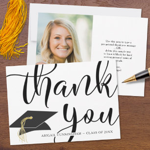 Graduation THANK YOU Photo Script Grad Cap