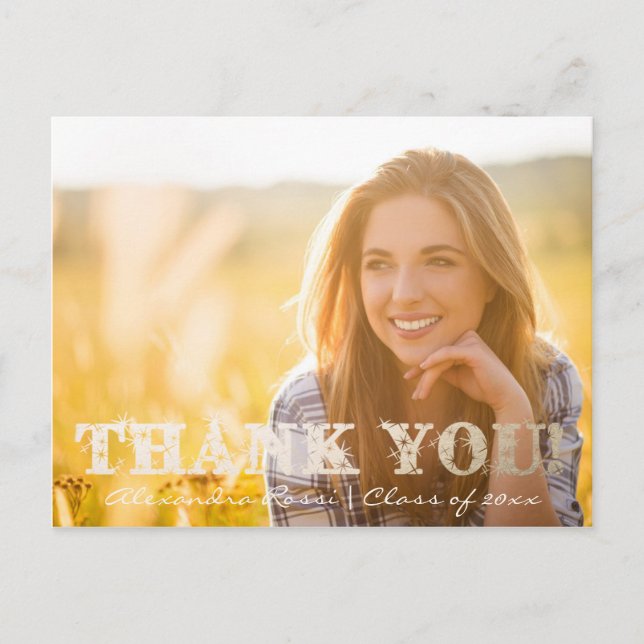 Graduation Thank You Postcard | Gold (Front)
