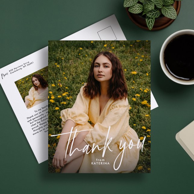 Graduation thank you postcard with two photos (Creator Uploaded)