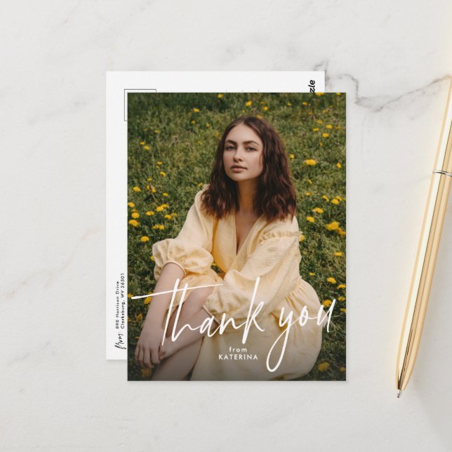 Graduation thank you postcard with two photos (Front/Back In Situ)