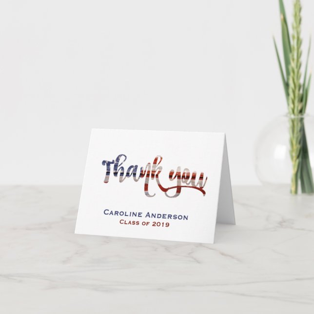 Graduation Thank You, Red White & Blue Thank You Card (Front)