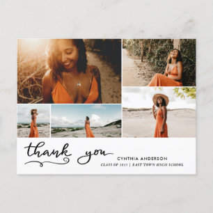 Graduation Thank You Script Photo Collage Postcard