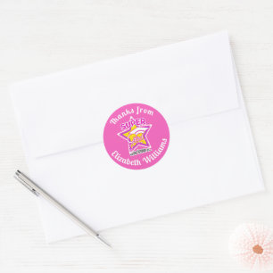 Graduation Thanks from Super Grad Pink - Editable Classic Round Sticker