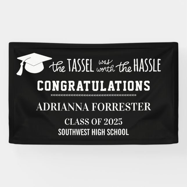 Graduation | The Tassel Was Worth The Hassle Banner (Horizontal)