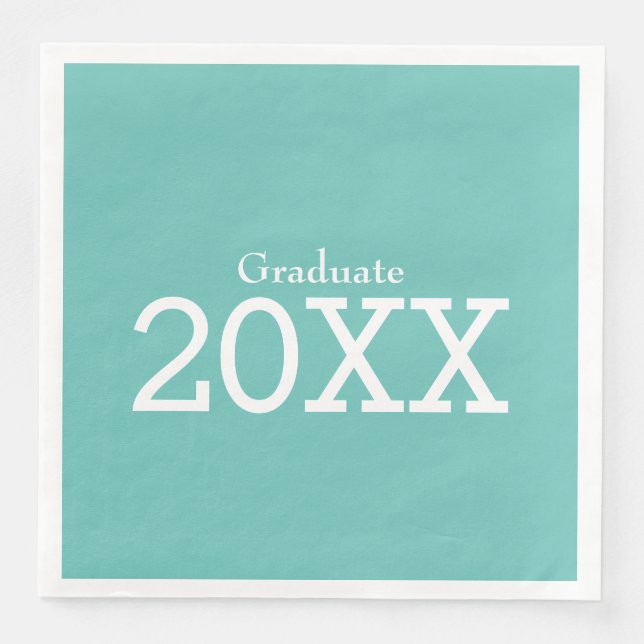 Graduation Theme Aqua Paper Napkin (Front)