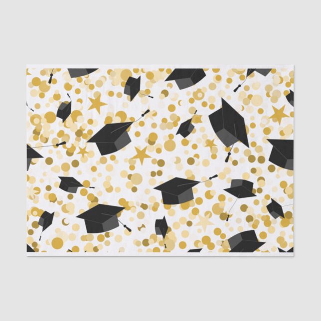 Graduation Theme Stars and Cap  Tissue Paper (Front)