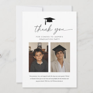 Graduation Then and Now Boy Photo Thank You Card