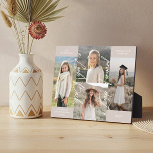 Graduation Then & Now Grad Photo Collage Keepsake Plaque