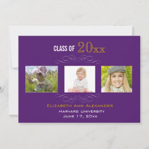 Graduation Three Photos Party Invitation