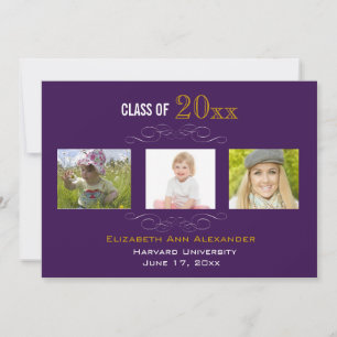 Graduation Three Photos Party Invitation
