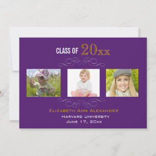 Graduation Three Photos Party Invitation