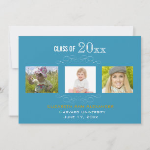 Graduation Three Photos Party Invitation
