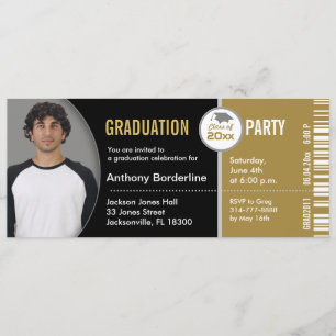 Graduation Ticket Party Invitation TKT313 Gold